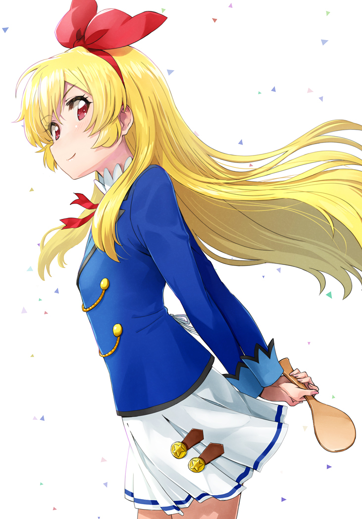 hoshimiya ichigo 1girl long hair solo blonde hair skirt starlight academy school uniform smile  illustration images