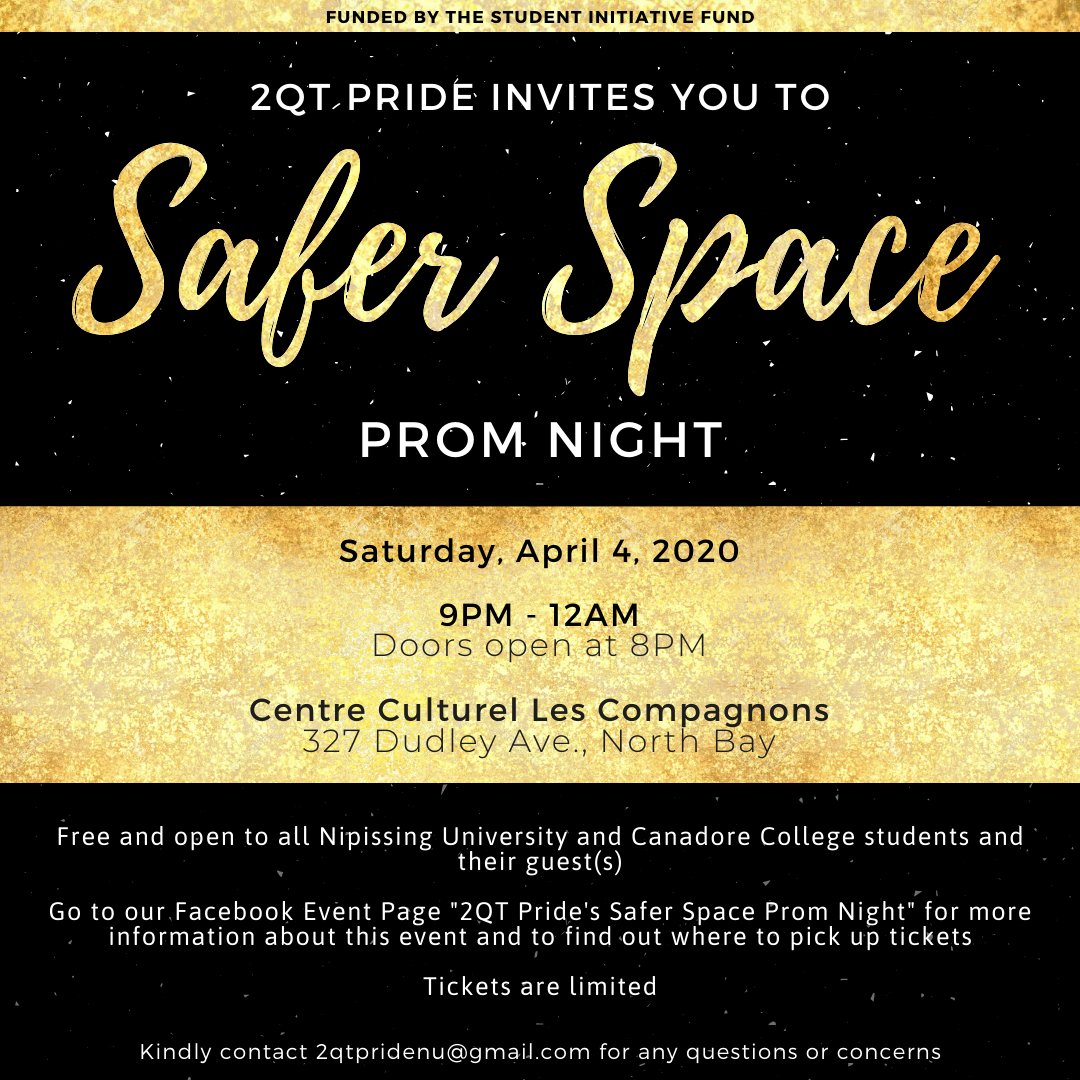 2QTPride's tweet photo. You're invited to the Safer Space Prom Night! Did you feel uncomfortable going to your high school prom? This is your chance for a do-over! Or maybe you just love prom and want another one!

Go to our FB event page for more info and to find out how to get your free tickets https://t.co/CBORk9RxOU