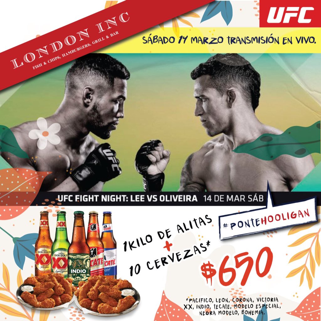 LondonInc__'s tweet photo. Este sábado hay @ufcespanol 🥊🤼‍♂️
No paramos de darles pretextos para disfrutar en @londoninc_ 🍻
Ven y #PonteHooligan!
.
.
#cdmx #narvarte #narvarteando #alitas #chelas #hamburguesa #pizza #mexicocity #deli #amigos #reuniones #marzo2020 #primavera #spring https://t.co/Nz1ou3ZjCY