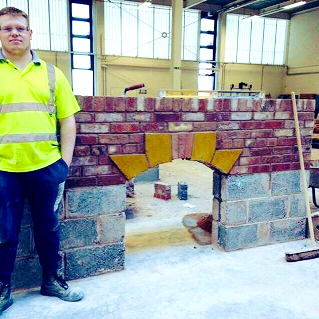 lcb_brickwork's tweet photo. LCB’s Archie from FBD1B. Archie has stretched and challenged his brickwork skills this past few weeks. He has spent time with tutor Steve Roberts drawing a one to one scale arch in the workshop and then cutting out the arch segments. Archie has produced outstanding work. https://t.co/7sjaup3xZf