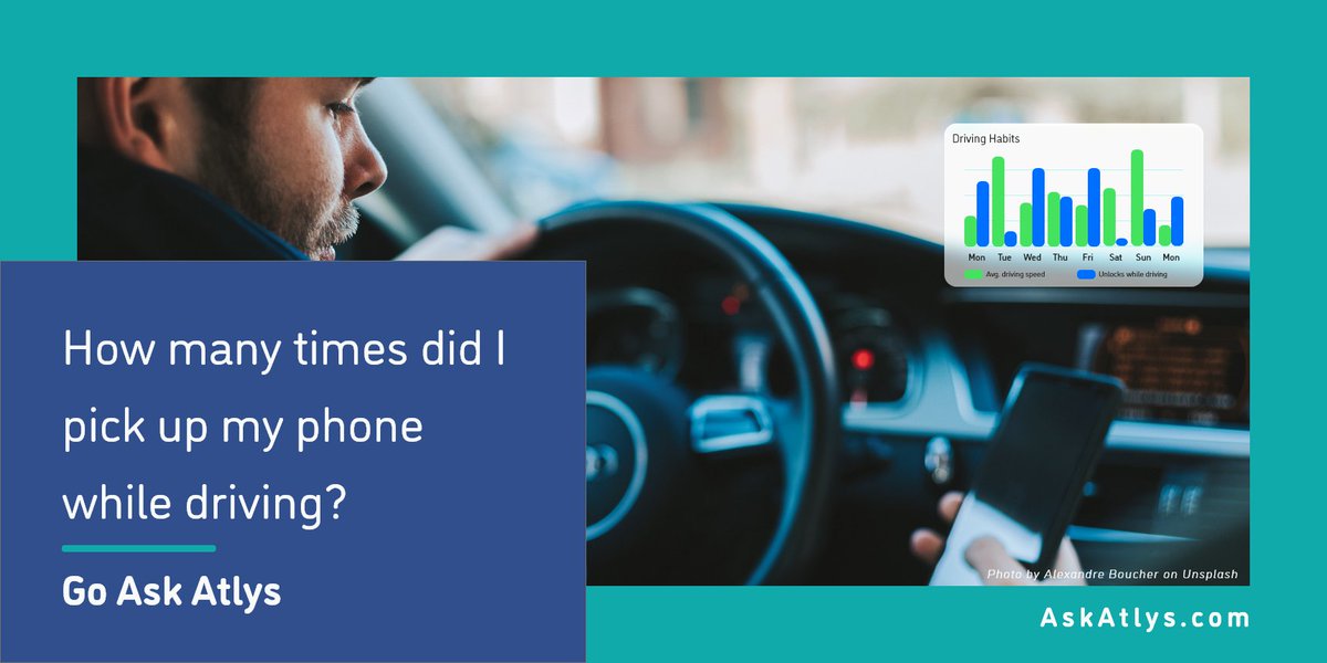 AskAtlys's tweet photo. How many times did I pick up my phone while driving? 🚘📵

#AskAtlys

https://t.co/BJHrn9Ge4S https://t.co/zTDPay2IrW