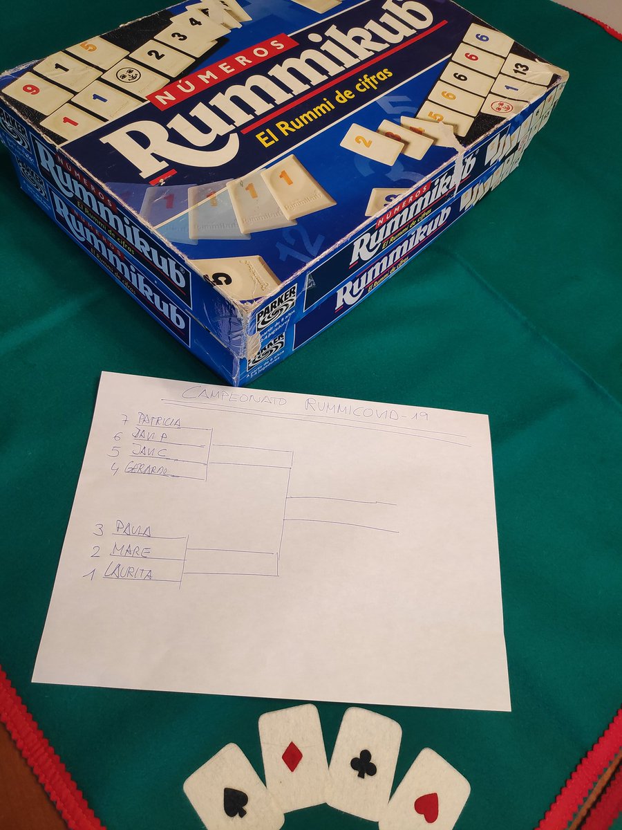 laurimoli's tweet photo. FAN DE MI FAMILIA. Hemos organizado un torneo de Rummikub con un cuadro de competición para cumplir el #YoMeQuedoEnCasa #COVIDー19 #CoronavirusESP https://t.co/udIANIQq2H