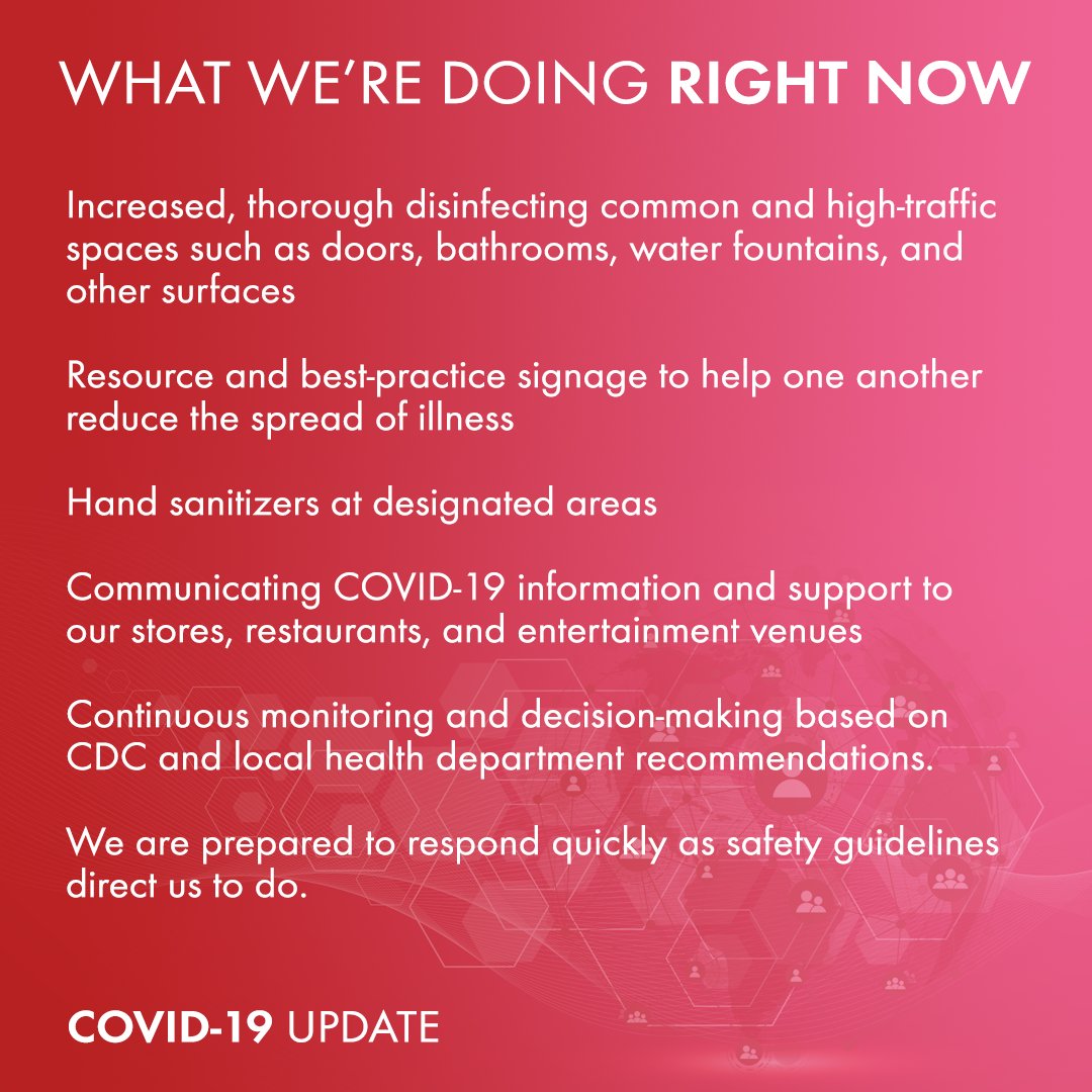 MallofMonroe's tweet photo. Due to COVID-19, we have been taking precautionary measures within our mall while we continue to monitor the developing situation. We continue to remain committed to your health and safety as valued members of our community. Thank you for your continued trust. https://t.co/YbH02tiCSP
