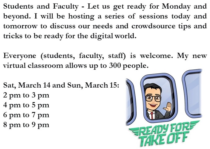 1KrishnaPakala's tweet photo. Important PSA: Teaching and Learning in the Digital World - the #BroncoWay @BoiseState
Zoom Sessions Link: https://t.co/4XRuVpEYu5
Google Doc for crowdsourcing: https://t.co/9aPw8azw8p https://t.co/fz09yU0qmC