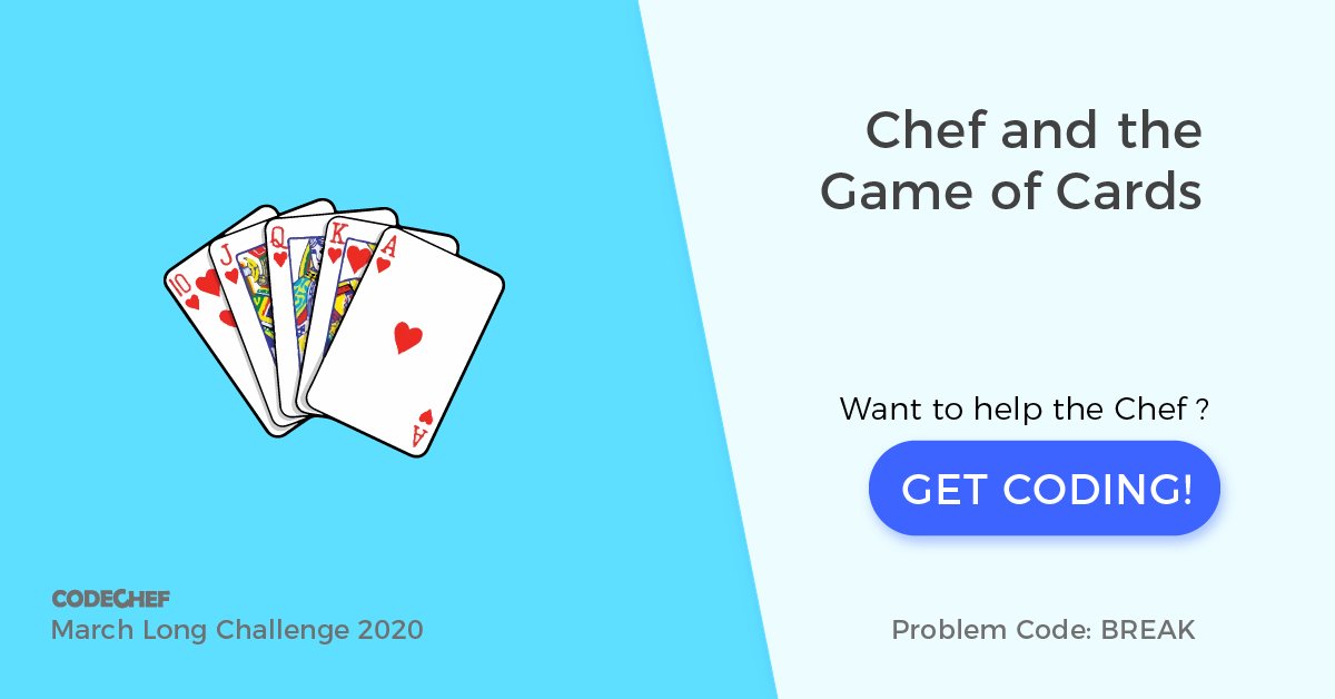 Chef and New Game - Problems - CodeChef