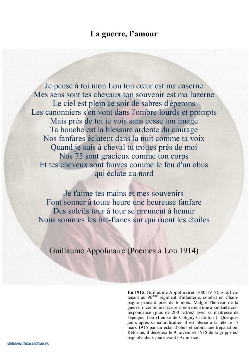 djclone92's tweet image. #Jour6 du #PrintempsdesPoètes : "La guerre, l'amour" de Guillaume #Apollinaire Poète de génie, conteur et créateur hors pair.
#GuillaumeApollinaire #Poème #Poésie #courage  #Culture  #philatélie #philately #timbres #stamps