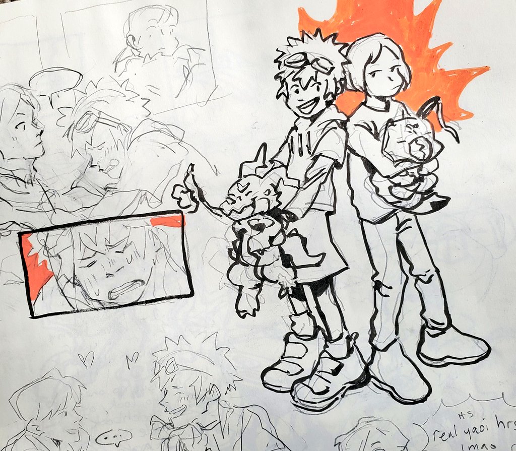 havent had time to draw fanart outside my sketchbook lately too busy frantically trying to finish death stranding before p5r comes out... still love digimon tho 