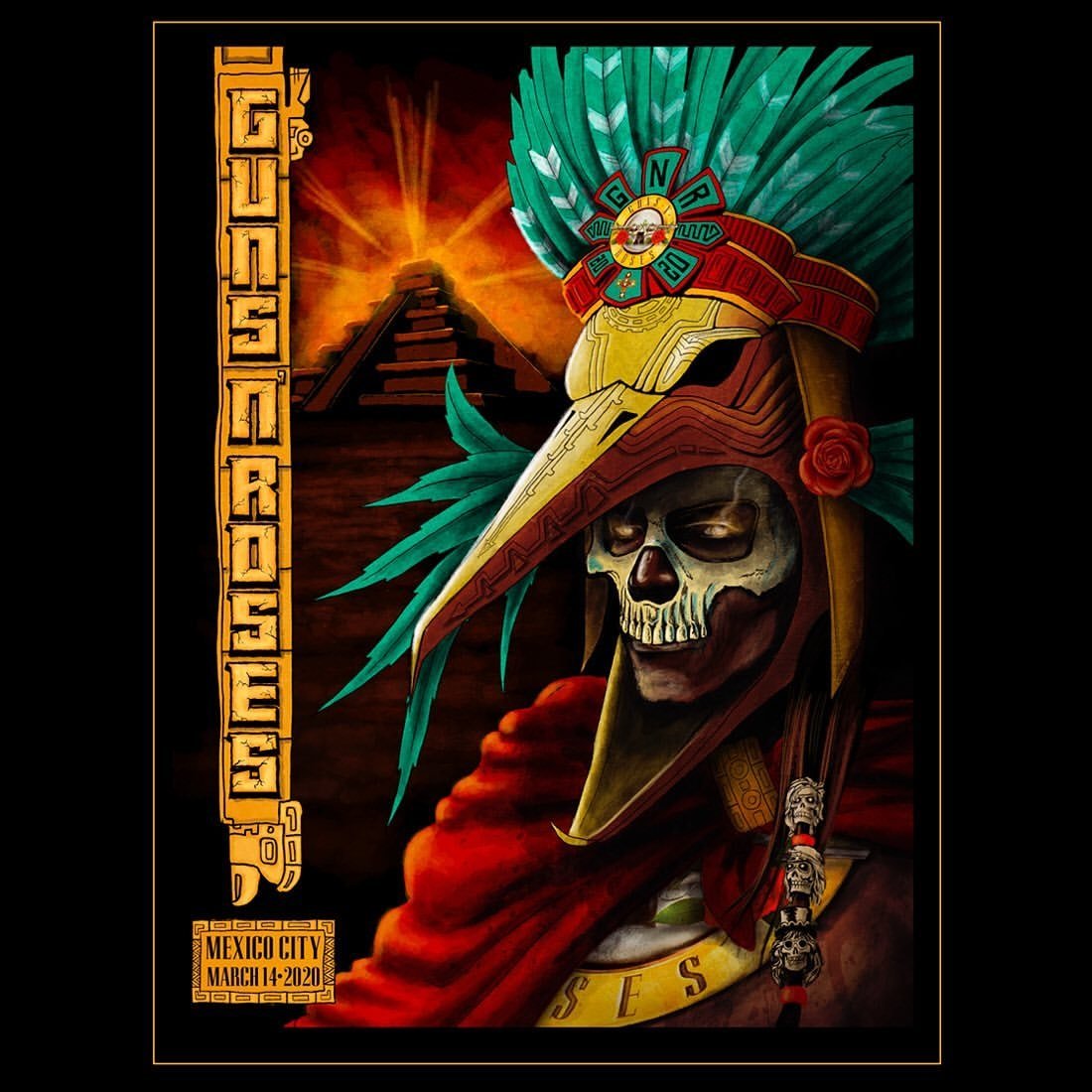gnrfrance's tweet image. Thanks designer Arian Buhler for what he called "The litho of the last concert on Earth" ! #GunsnRoses #DeathMask #Mexico