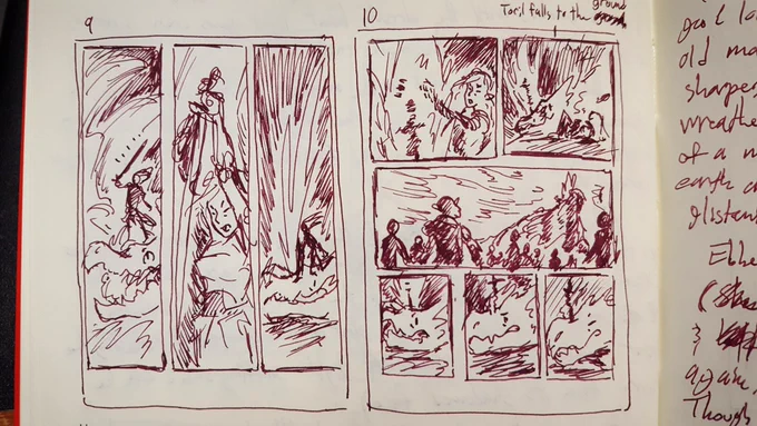 @Trungles My current book is the first time I sent my thumbs off for my editor to review! I tried to tighten up my process for them a little, but they're still rather scribbly. This is what mine look like: 
