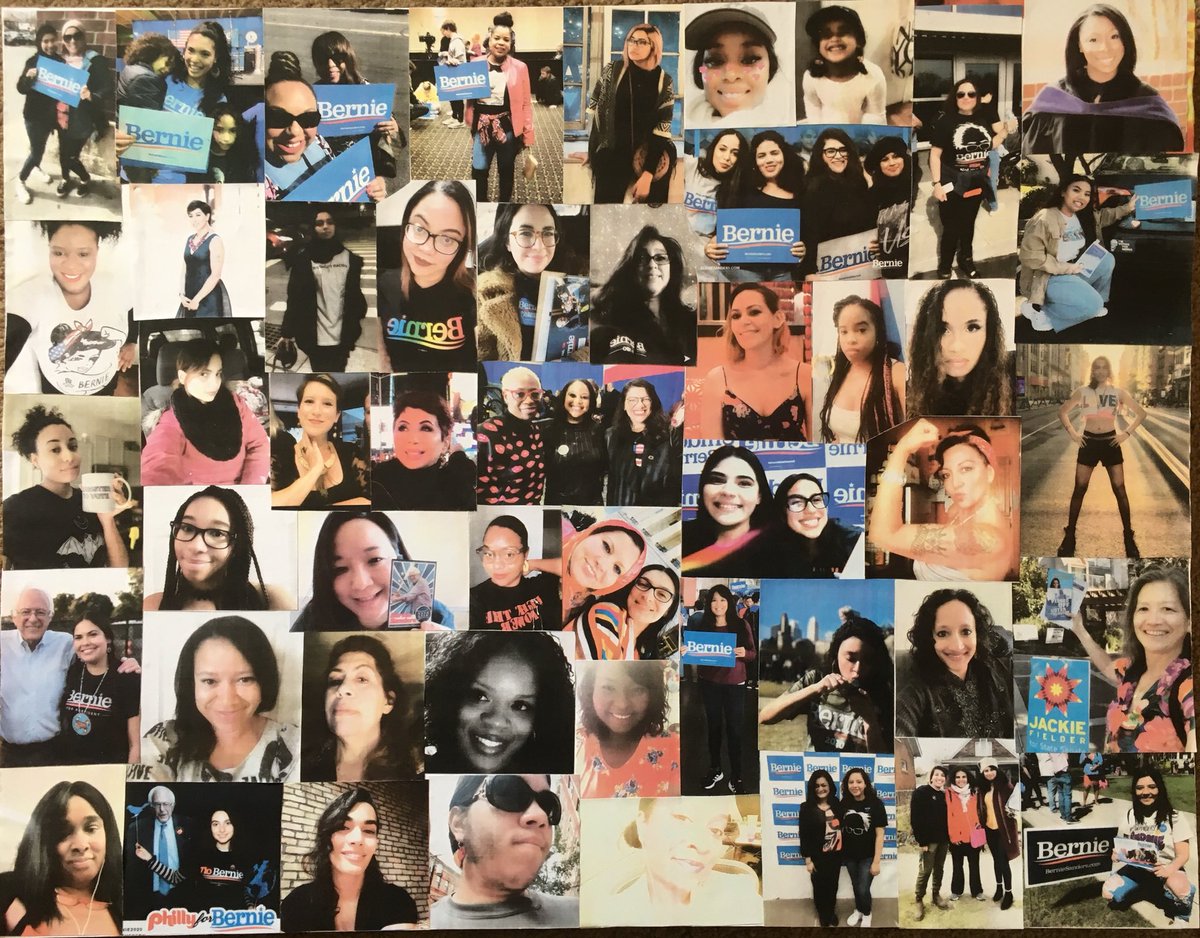 SocializeMediaL's tweet photo. The latest Collage Of People For Bernie is Complete! This one includes #WOC4Bernie and Non-Binary People Of color for Bernie. Thanks to everyone who sent pictures. #SandersQueens #SandersSiblings https://t.co/Gf0jKtEIYQ