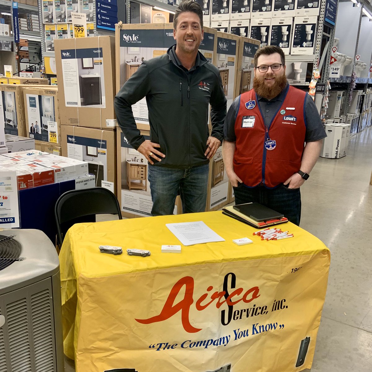 HunterLowes's tweet photo. Great Saturday in the store driving Heat &amp; Air with Airco. Not only were customers interested but multiple employees had questions on how they can better support the program! #Lowes #Specialty #HVAC #Spring
@JoeMedley10 @Lowe2854 https://t.co/oZ4299QtxV