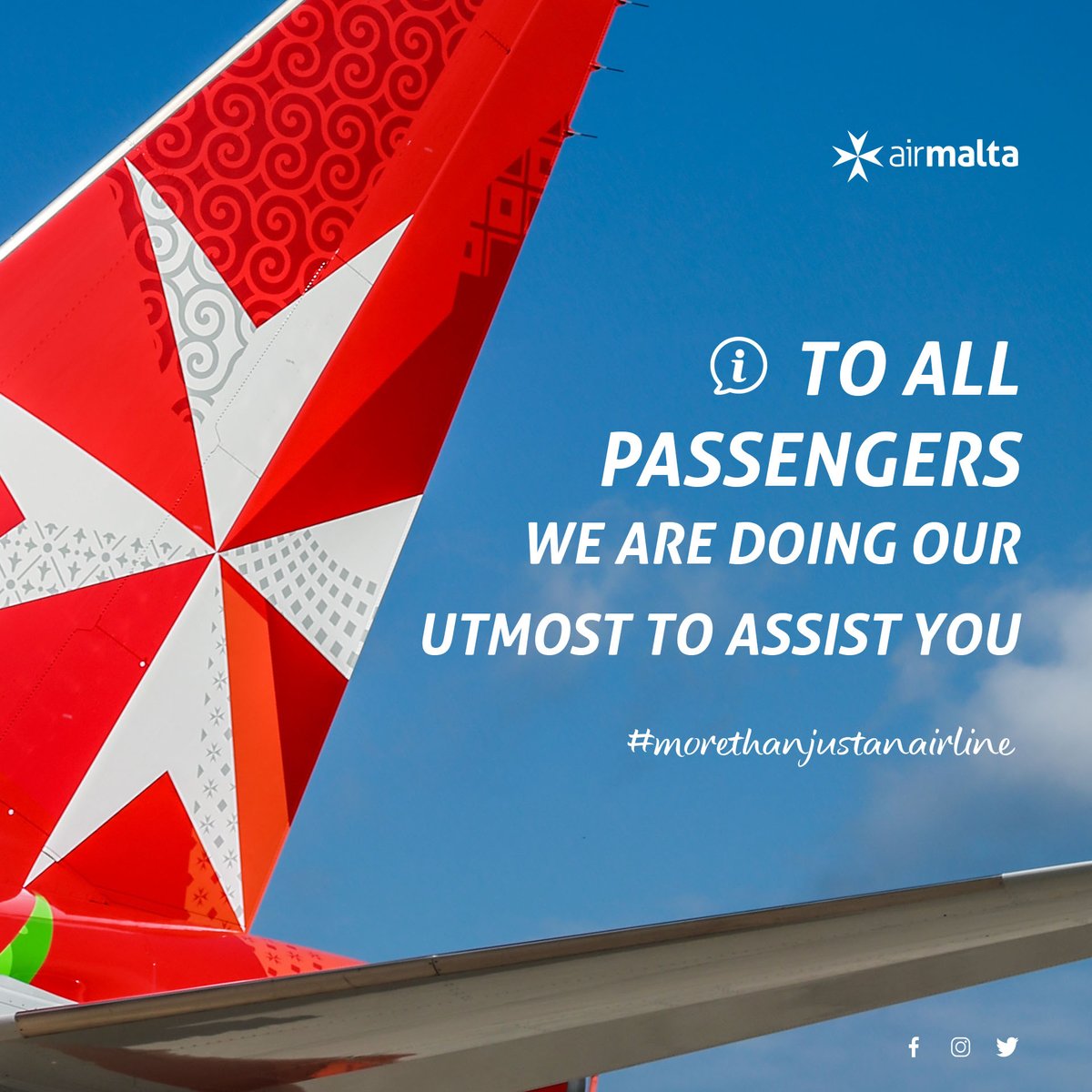AirMalta's tweet photo. We are doing out utmost to assist all our customers. Any customers who are starting their trip within the next 48 hours and have queries about their tickets can contact the airline’s call centre on +356 25991230.
Follow this link for more information  -> https://t.co/L6RVL5gvfP https://t.co/3PJKadZxBN