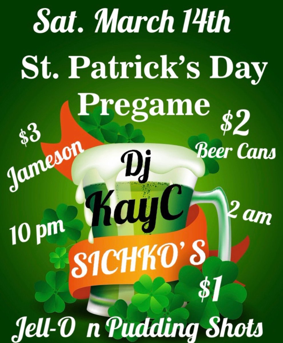 Last minute pop up tonight! Come celebrate with us at our St. Patty’s Day PREGAME! 10PM-2AM🤙🏼