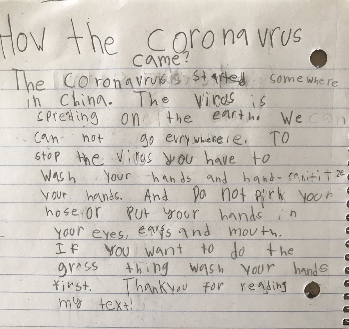 jayantkdas's tweet photo. When kids understand that only correct measures can stop #coronavirus. Written by my 6 year old Son (all by himself) based on what he knows seeing and listening around. Stay safe stay healthy #DontPanicPrevent #StopCoronaVirus #PreventCOVID19Spread https://t.co/S1MslhITIc