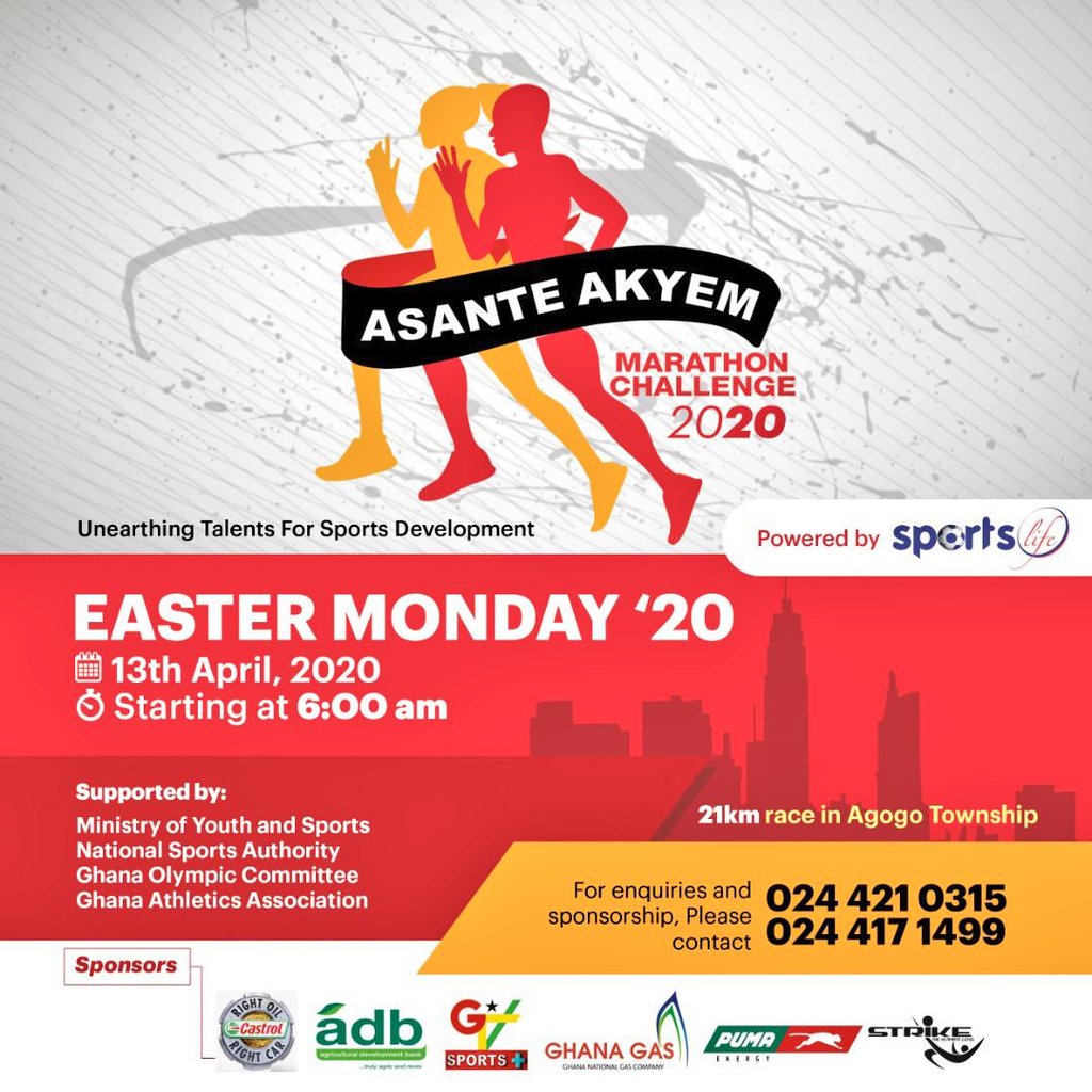 SheikhTophic's tweet photo. The 4th edition of the Asante Akyem Marathon is happening again!
Are u ready? Just get ready to be part!
#AAM4 https://t.co/kxsjuEHYOt