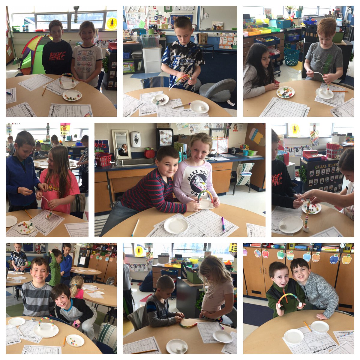 AndreaStyer's tweet photo. We’re synergizing making rainbows with Froot Loops and marshmallows. Love learning about ROY G. BIV!!🌈#secondgradeleaders https://t.co/EnOYrz2eY5