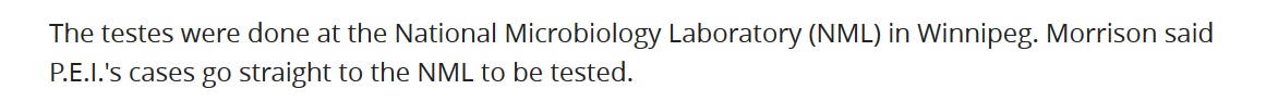 I know it's a serious subject, but there's a bit of humour to be found in the misspelling of "tests" as "testes" in the most recent CBC article for PEI regarding COVID-19.