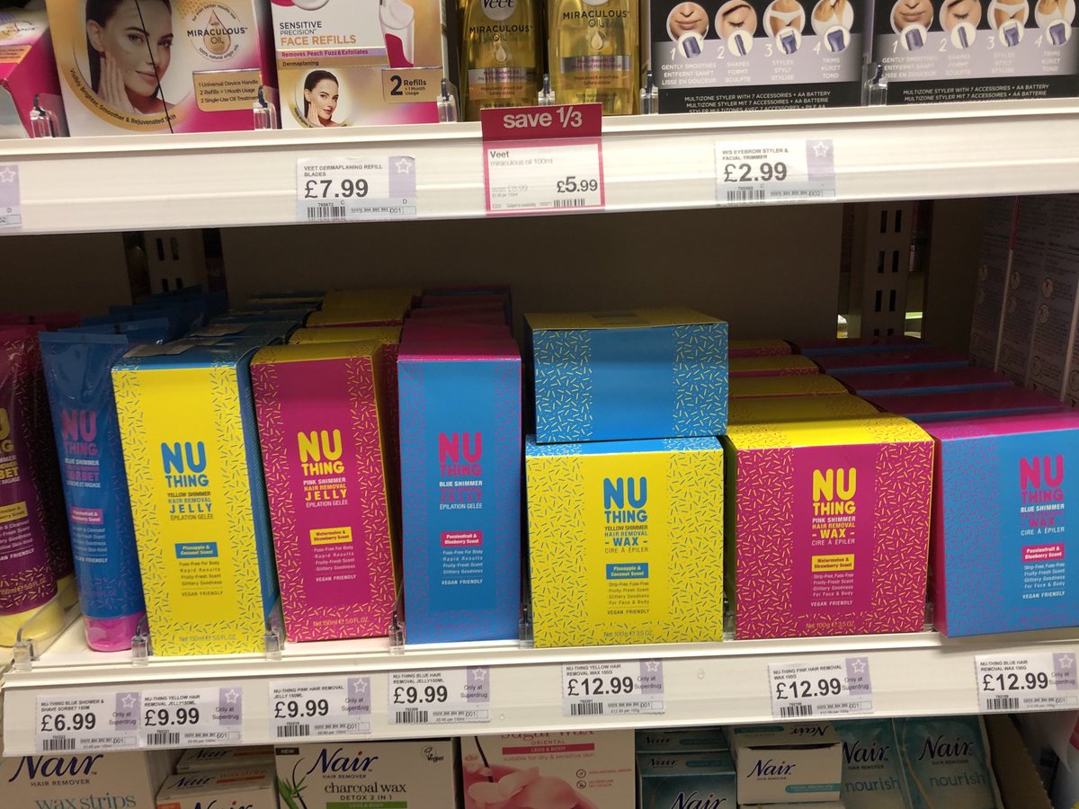 Jam4u_75's tweet photo. My local Superdrug’s... well stocked Nuthing. Competing directly with Veet and Nair. https://t.co/Y0rIOU16of