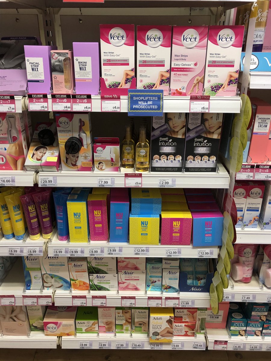 Jam4u_75's tweet photo. My local Superdrug’s... well stocked Nuthing. Competing directly with Veet and Nair. https://t.co/Y0rIOU16of