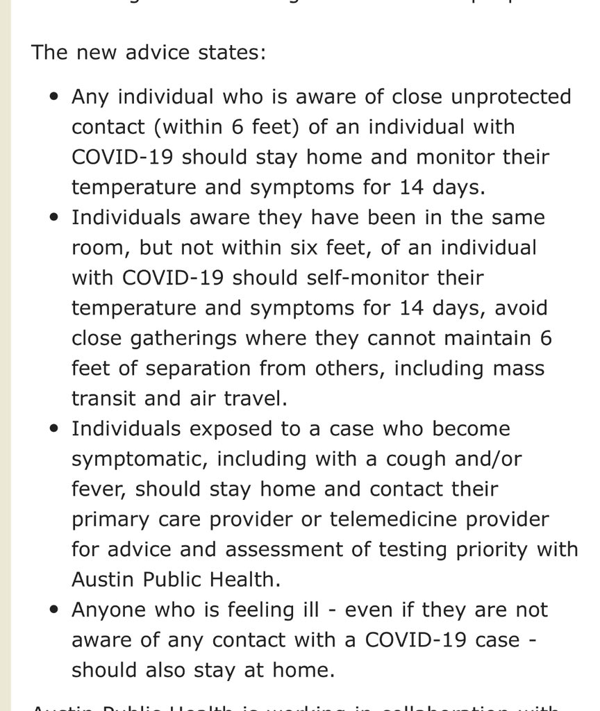 tplohetski's tweet photo. Latest advice from @MeaEscott for people who have had various levels of contact with coronavirus patients. https://t.co/OIoJBC5S6U