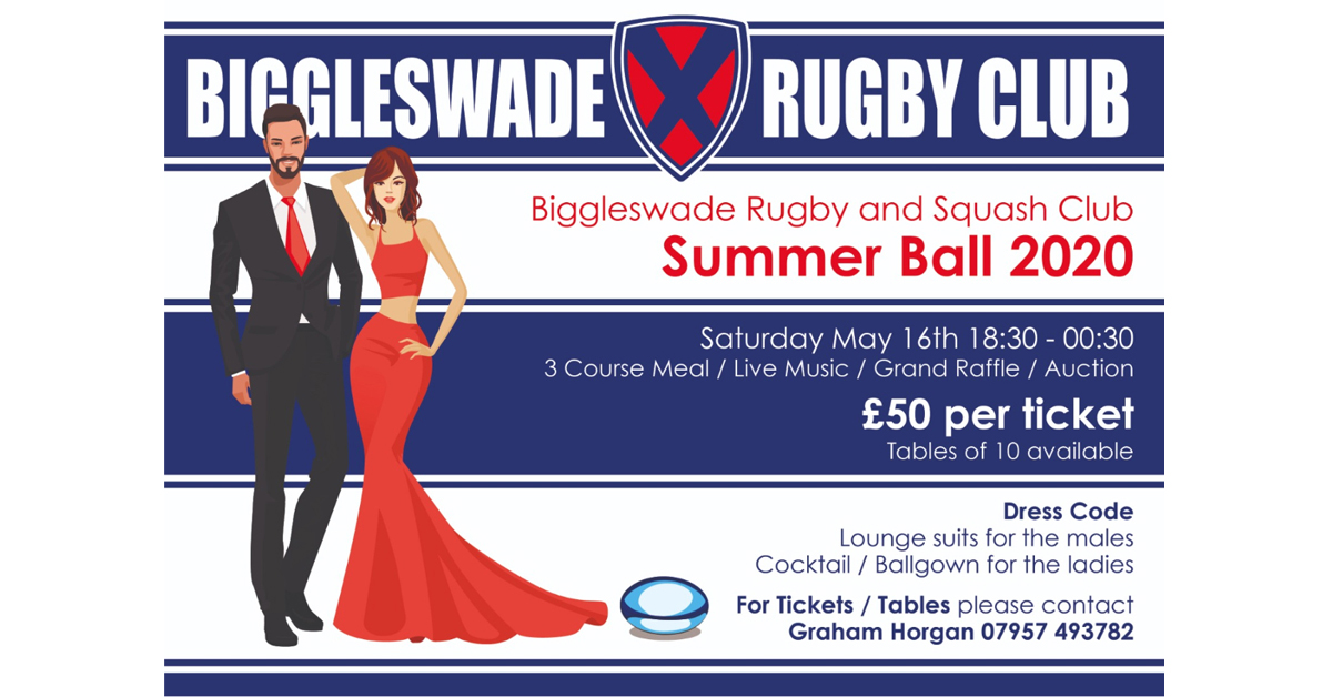 Biggyrugby's tweet photo. This year's Summer Ball - marking the end of the club's 70th anniversary season - is on Saturday May 16, and includes a 3 course meal, live music, grand raffle &amp; auction. Tickets are £50 - book at the bar asap! Potential sponsors, please call Graham Horgan on 07957 493782. https://t.co/dNdzPOp4YM