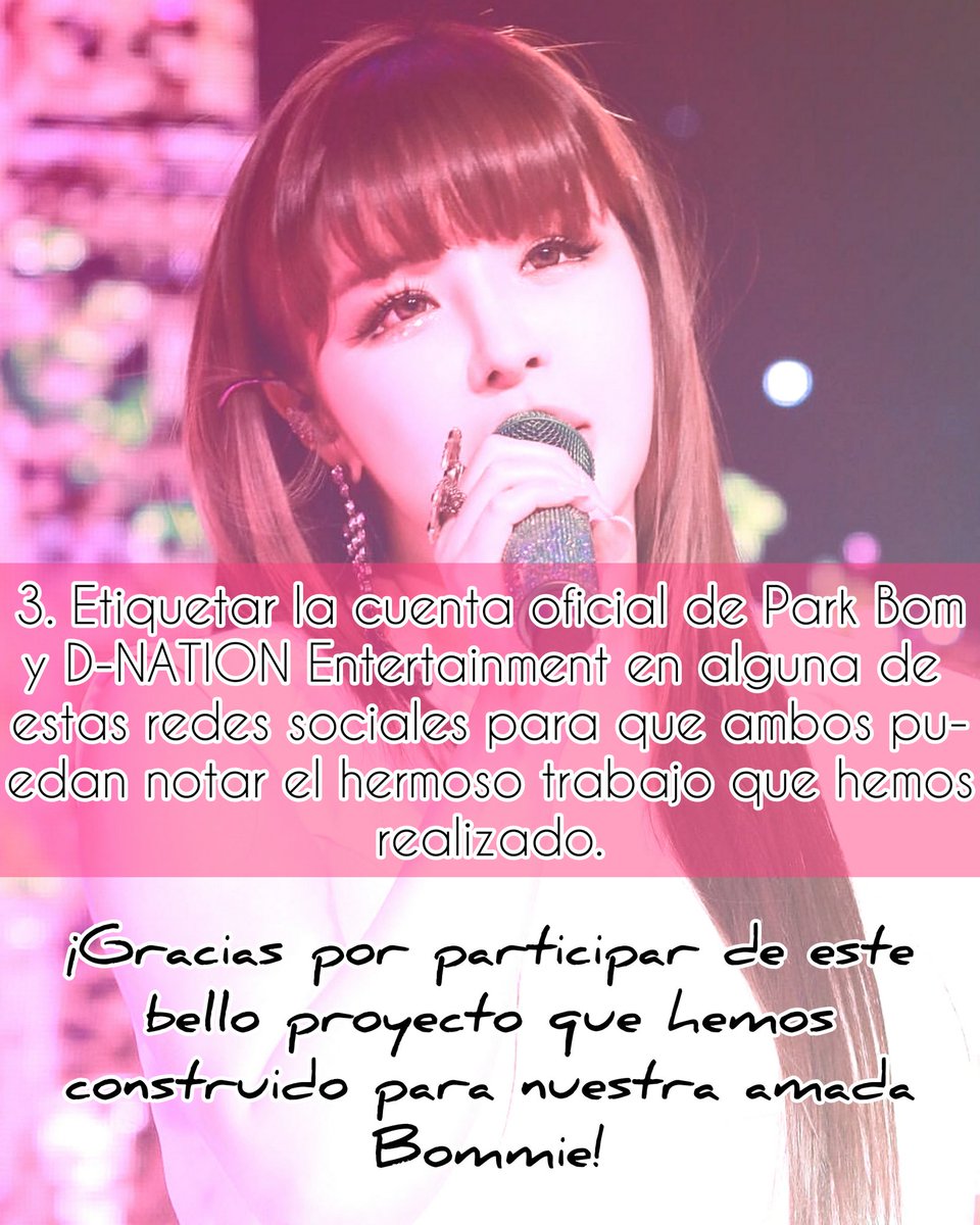 Panamanian_2NE1's tweet photo. [PROYECTO BLACKJACKS LATINOAMERICANOS]
-
¡La Comisión 2NE1 LATAM los invita a participar del proyecto latinoamericano "Happy Spring Day Latam" para celebrar el cumpleaños de nuestra hermosa Park Bom!
-
#2NE1 #2NE1Latinoamerica #ParkBom #Bomshell #OneYearWithSpring #ParkBomSpring https://t.co/2V8MQoxQXJ