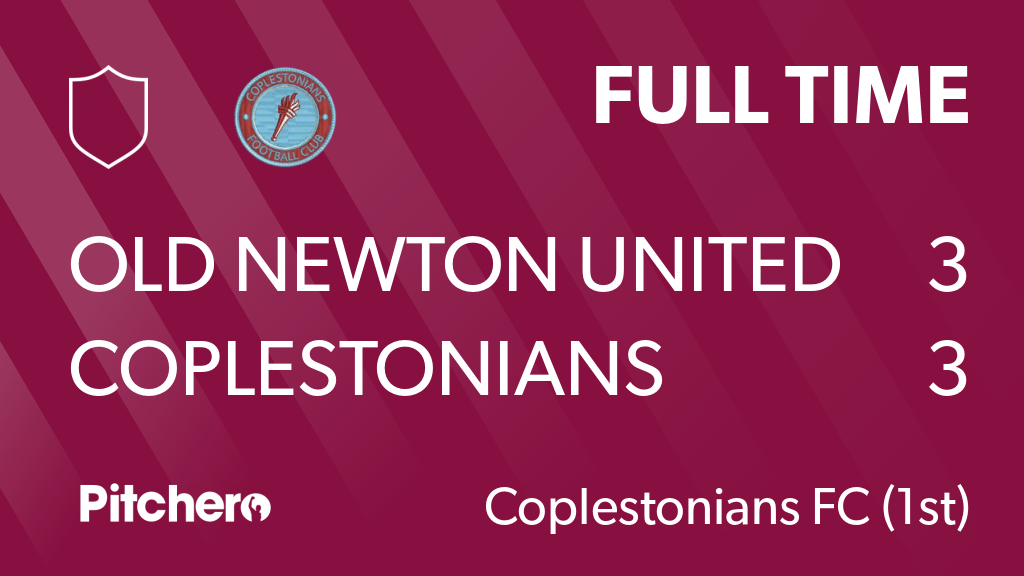 RealScoop09's tweet photo. FULL TIME: OLD NEWTON UNITED 3 - 3 COPLESTONIANS
#OLDCOP #Pitchero
https://t.co/gtsXImjGX8 https://t.co/Fl9ijBDFeA