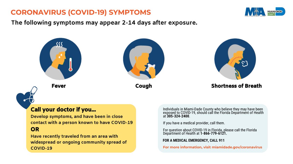 Learn the  #COVID19 symptoms.  #MIAHealthTip  http://bit.ly/3cGRGjs 