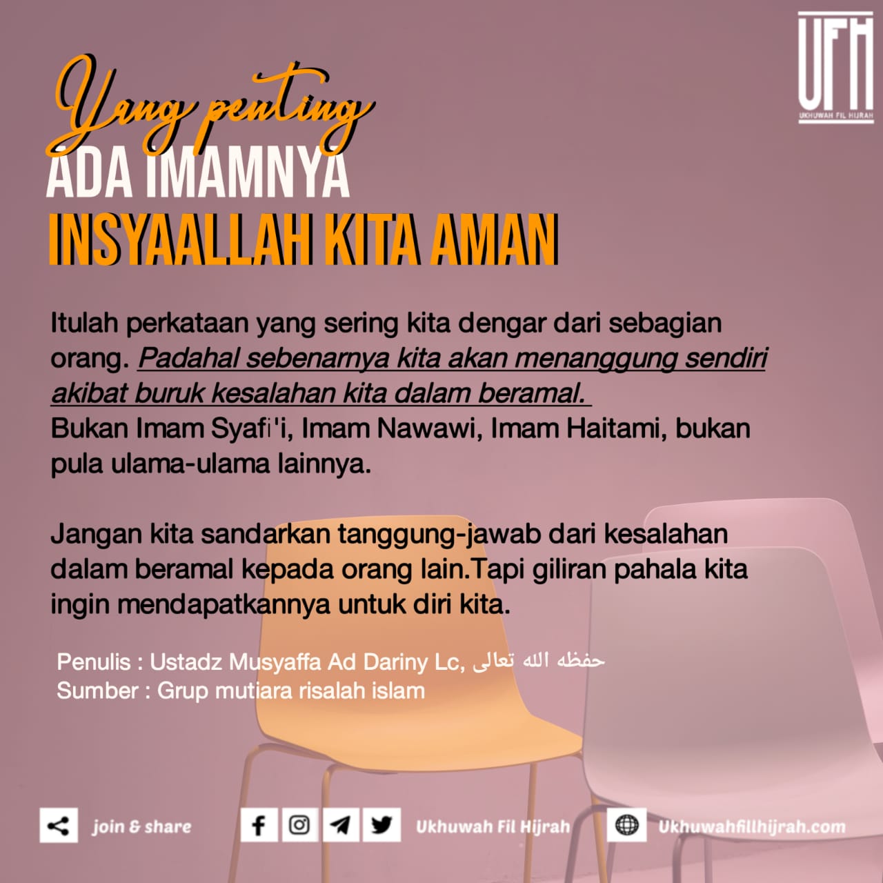 Sabilul Khayr Di Twitter Yang Penting Ada Imamnya Insyaallah Kita Aman Https T Co Px0hrlykyq Itulah Perkataan Yang Sering Kita Dengar Padahal Sebenarnya Kita Akan Menanggung Sendiri Akibat Buruk Kesalahan Kita Dlm Beramal Bukan