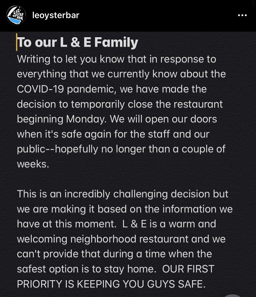 If people are too dumb to stay out of crowded places and our government won’t force them to, every restaurant should do what <a href="/LEOysterBar/">L & E Oyster Bar</a> is doing.