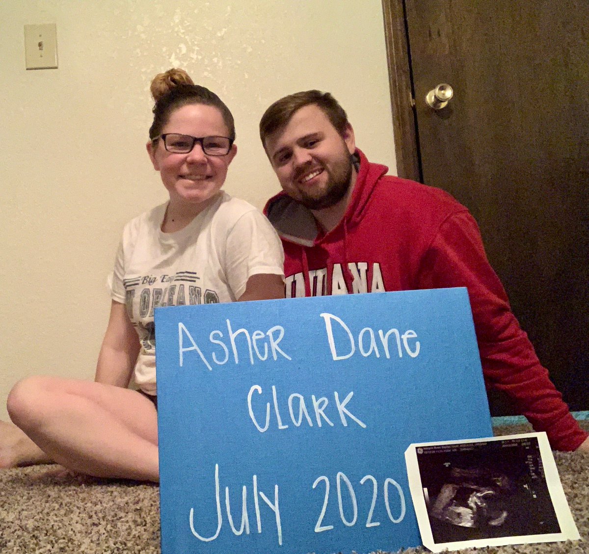CoreyClarkISU's tweet photo. 🚨BIG NEWS🚨 How about some positive news in the world?

With the First Overall pick, Corey &amp; Virginia select...

Asher Dane Clark 👶 
He will debut his rookie campaign in July of 2020. https://t.co/mDIZ1ITQ9l