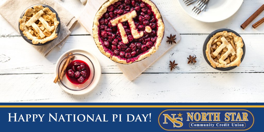 Happy #NationalPiDay! 🥧 Celebrate this fun day by having a mid-day snack
at precisely 3:14 PM. Gather your family around for a sweet cherry pie. 😋 

#PiDay #EatPie #PiCelebration #MiddaySnack #PieSnack #WeekendVibes #Members #NorthStarCommunityCU #CherokeeIA