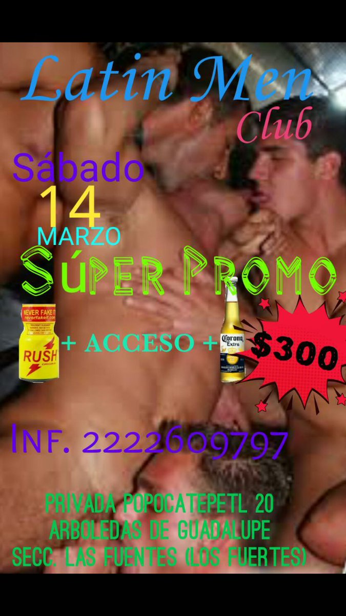 LatinMens's tweet photo. No se pierdan gran fiesta ,noche de promoción! En la compra de tu Popper acceso gratis + cerveza + lubricante + preservativos ,paqueteria incluida, show stripper , cooperacion sin poppers $100 , privados con el stripper $150 , no faltes ! Horario 20:00 hrs a 5:00 AM. https://t.co/ctn6SGADDf