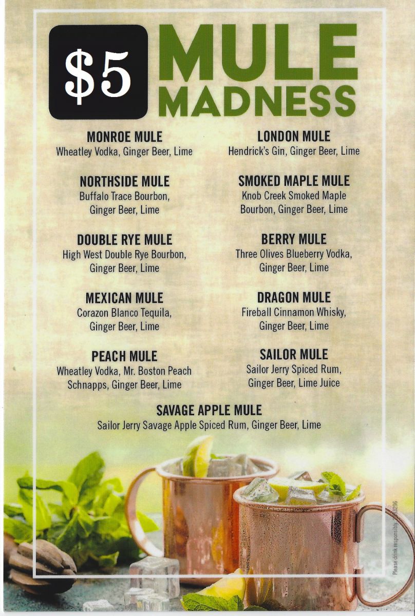 $5 Mules on special all night long!!! This week only we are featuring an Irish Mule made with Jameson!!!