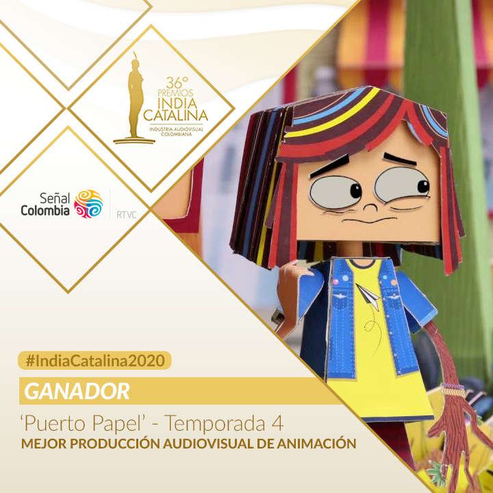 SenalColombia's tweet photo. ¡Ganamos!
Nuestra serie #PuertoPapel se llevó el premio #IndiaCatalina2020 a mejor producción audiovisual de animación.
Muchas gracias y felicitaciones a nuestros coproductores: @ZumbasticoST (Chile), Gloob (Brasil), @CanalPakapaka (Argentina) y @CNTVChile. https://t.co/s7AmliFMWa