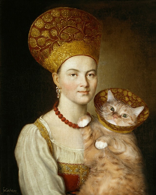Ivan Argunov, Portrait of an Unknown Woman in Russian Costume and a Well Known Cat in a Vet Collar😻⁠
⁠
How not to touch your face with your hands 😹⁠
⁠
⁠
⁠
#FatCatArt ⁠
#zarathustralive #tretyakovgallery bit.ly/2IOWx4h