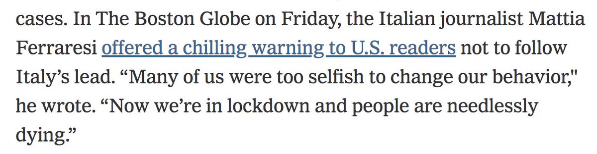 I totally understand that people are stressed. And want to exert control over their lives by doing things. Or maybe you just want to support local businesses. I get it. But those living 10 days ahead in Italy are begging you not to.