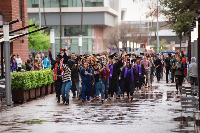 LopesBarstool's tweet photo. A walk down Lopes Way to commemorate the Seniors who won’t be able to walk. There’s no place like GCU, coronavirus got nothing on us.
pc. Gillian Rea https://t.co/gfSj7RtyuH