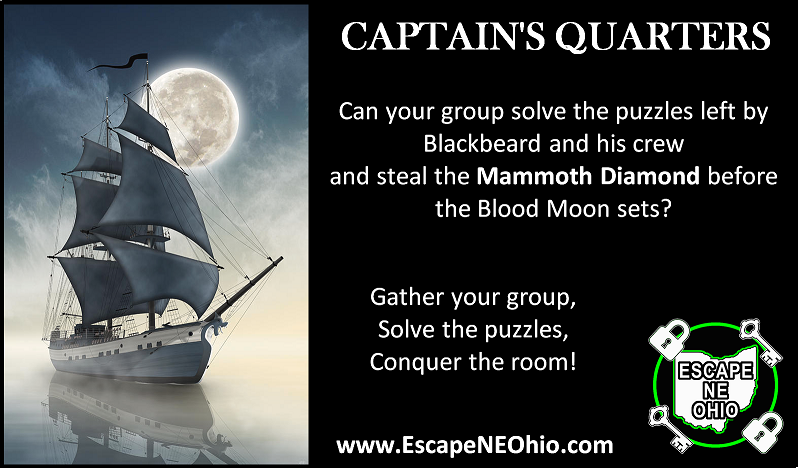 EscapeNEOhio's tweet photo. The Captain's Quarters is just one of three immersive, themed adventure rooms at Escape NE Ohio. Do you have what it takes to conquer the room in under an hour? https://t.co/WBO3ltFkVU