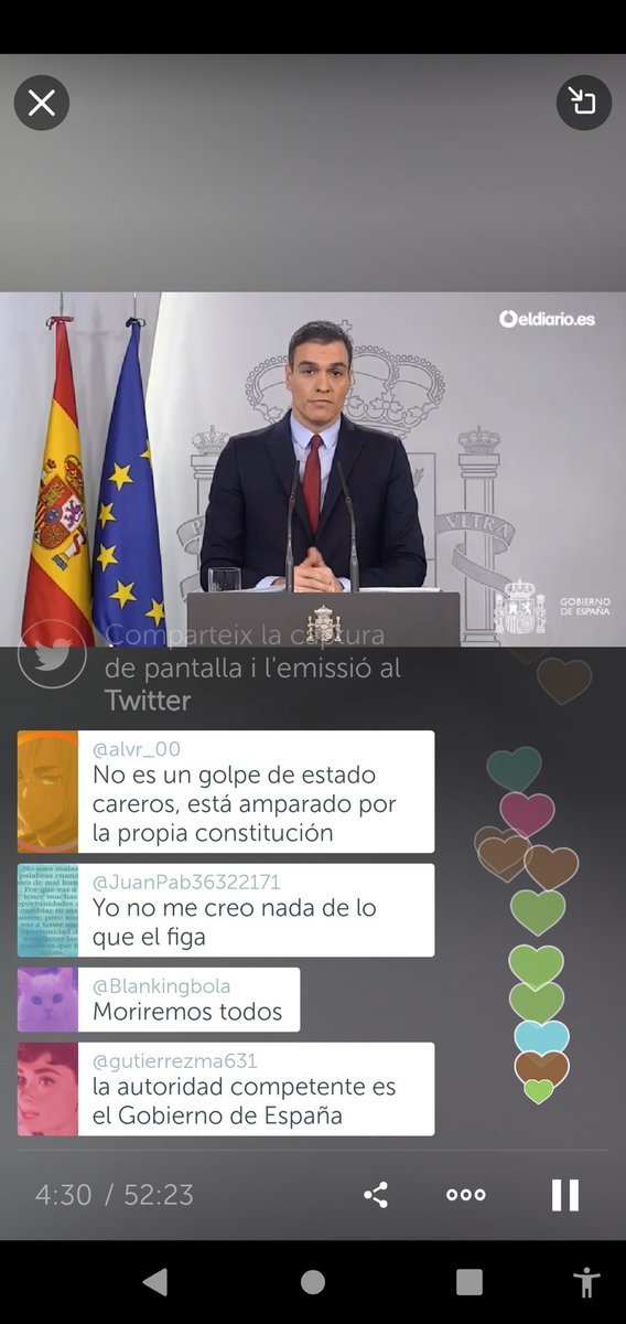 DIRECTO | Pedro Sánchez comparece tras la declaración del Estado de Alarma en el Consejo de Ministros por el #COVIDー19 eldiario.es

Algo , creo que se està cocinando mal en la cocina, a este paso necesitaremos la AYUDA DE ALBERTO CHICOTE. pscp.tv/w/cTvq6HR3LTk0…