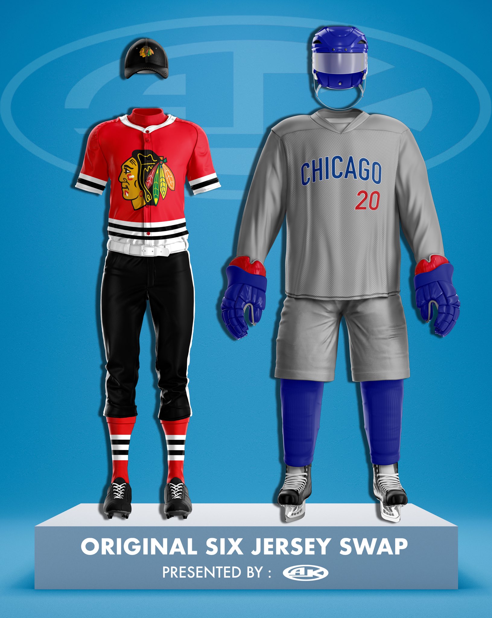 Athletic Knit on X: 🏒Blackhawks 🔁 Cubs⚾️ . . . . . #mlb #nhl  #chicagoblackhawks #chicagocubs #hockey #baseball #jerseys #jerseyswap  #chicago #windycity #hawks #chitown #madhouse #blackhawks #cubs #design  #mockup #sportst
