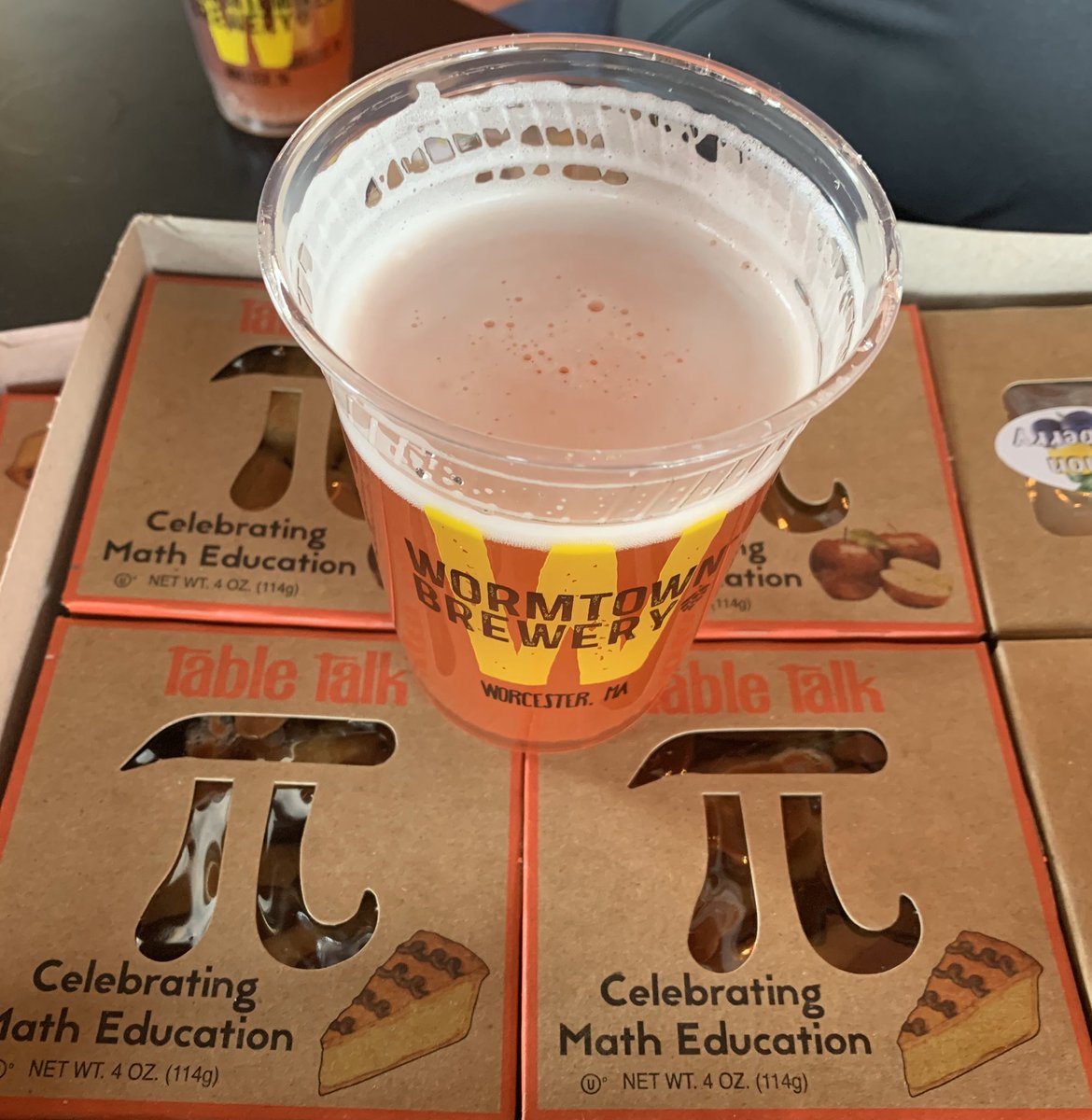 MassBrewBros's tweet photo. Celebrating Pi Day 3.14 at @WormtownBrewery with the release of their @tabletalkpies Blueberry Lemon Pie Ale
#piday
#tabletalkpies
#MassBeerWeek https://t.co/VsCttek1HK