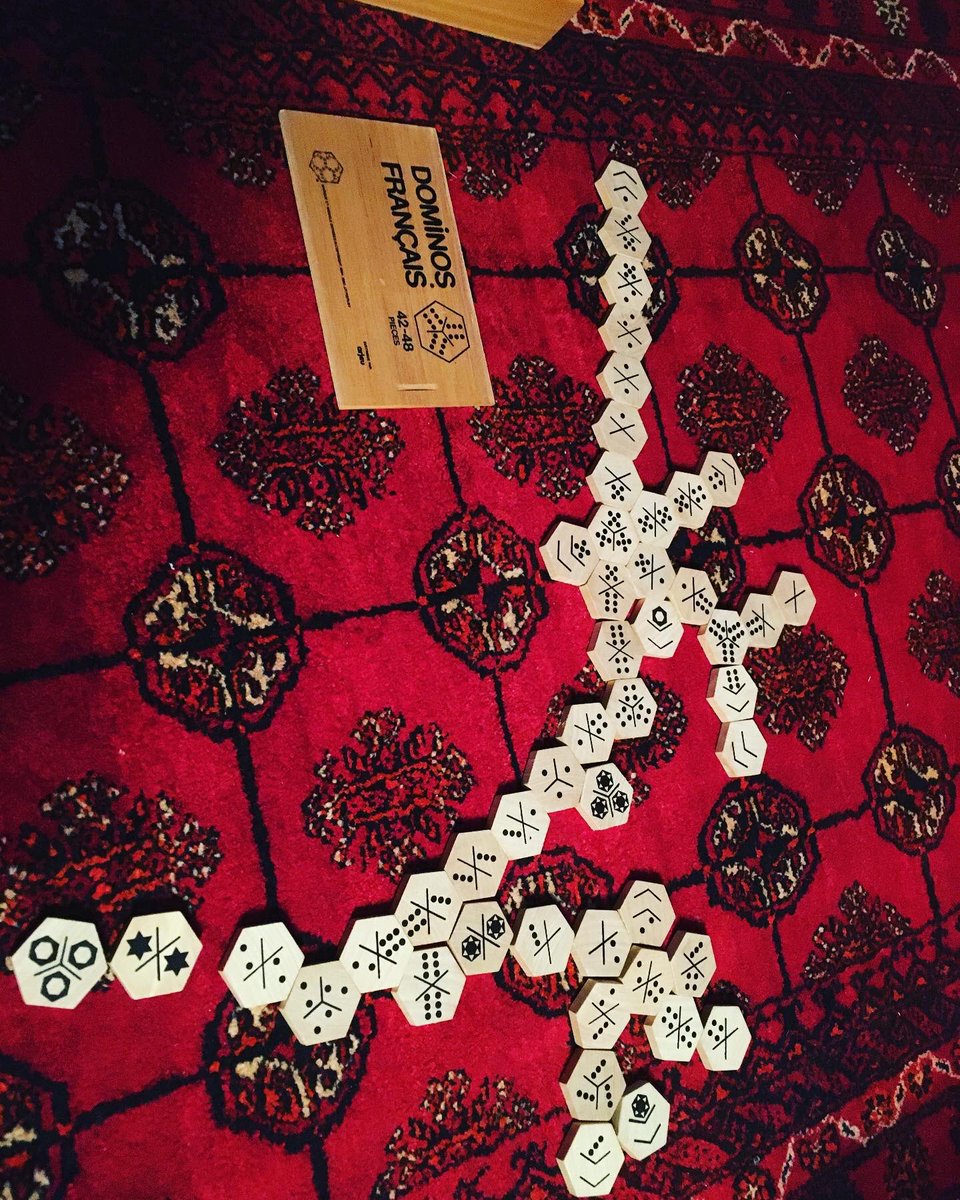 aknotay's tweet photo. I have no idea if we’re doing this correctly as the instructions have disappeared but it looks like we’ll have time to figure it out... #dominoisfrancais #dominoes #educationalgames #gettingreadyforlockdown #notisolatedyet #notquarantinedyet https://t.co/g3mTA4QmZu