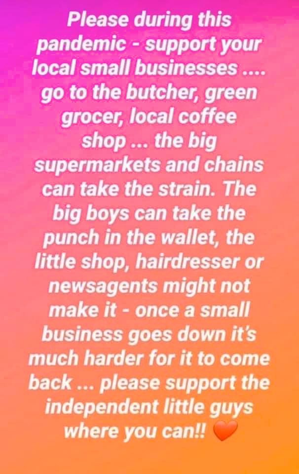 #supportsmallbusiness during #coronapocalypse 🙏