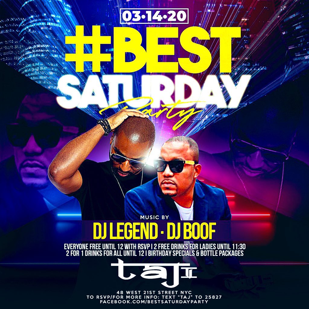 BestSaturdayTaj's tweet photo. #BestSaturdayParty @tajlounge   with @DJLEGEND  &amp; @DJBOOF #BigBirthdayBash #ComeCelebrate @damonslist  @AnthonyPSmooth @NiteTables @MaCofBFEnt  @MTARocky @Archerave1  @RichGodd @Clubfix @DonaldDDiva  @KeN_Mrgentleman https://t.co/XEw8uM80jX