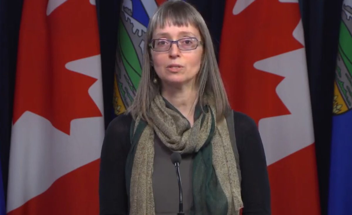 CTVJKanygin's tweet photo. Dr. Hinshaw says Alberta will now be posting flight information of people confirmed to have #COVID19 and it will include information about people who may have been exposed to the virus on the flight (ie: date, flight number, seats that may be at risk). #ableg #yyc https://t.co/GuaynSGpPZ