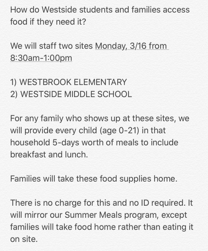 Lucas4westside's tweet photo. How do Westside students and families that need food for the upcoming week access it? ⬇️⬇️ https://t.co/k7HPMoV55H
