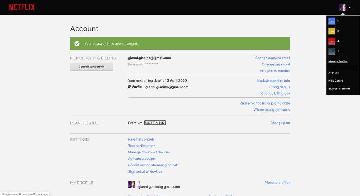 giannigdev's tweet photo. My Netflix account has been Hacked, as you can see from the attached images. @Netflix_USA @netflix @NetflixIT @NetflixOSS . The funny thing is that currently i am learning Spring Cloud and i am using their OSS Frameworks...I don't know what to say. https://t.co/OIqHA32qDh