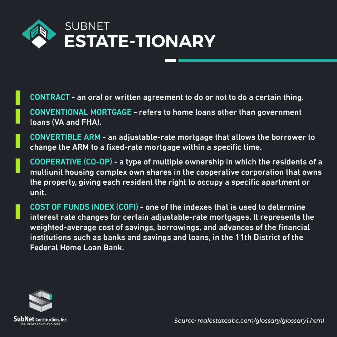 SubnetConstruct's tweet photo. USE YOUR SUBNET-TIONARY

What do you call the oral or written agreement to do or not to do a certain thing?

Look it up in Subnet's Real Estate-tionary. 

#UseYourDictionary #Jargon #Terms #RealEstate https://t.co/btTAgZ1WiA