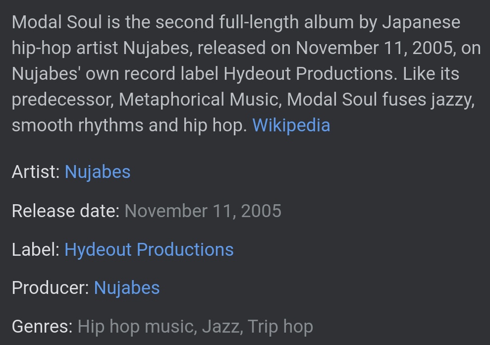 Modal Soul — NujabesMy favourite Nujabes album. He basically pioneered the "LoFi Hip-Hop" genre if that's what you want to call it.
